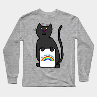 Cute Cat with Somewhere Rainbow Puns Long Sleeve T-Shirt